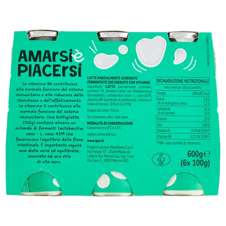 Amarsi è Piacersi Latte Fermentato con Fermento Probiotico 6 x 100 g